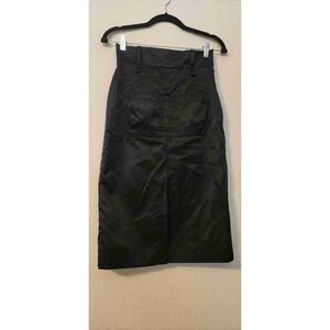 Ji Oh Womens Black High-Waisted Back Slit Pencil Skirt Size 4